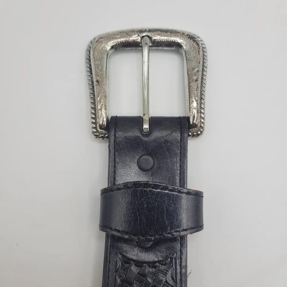 Nocona Belt 36 Brown Suede Leather Concho‎ Basketweave Western Cowboy Tooled